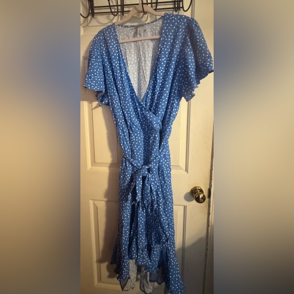 Ava & Viv Blue Polka Dot High Low Dress
